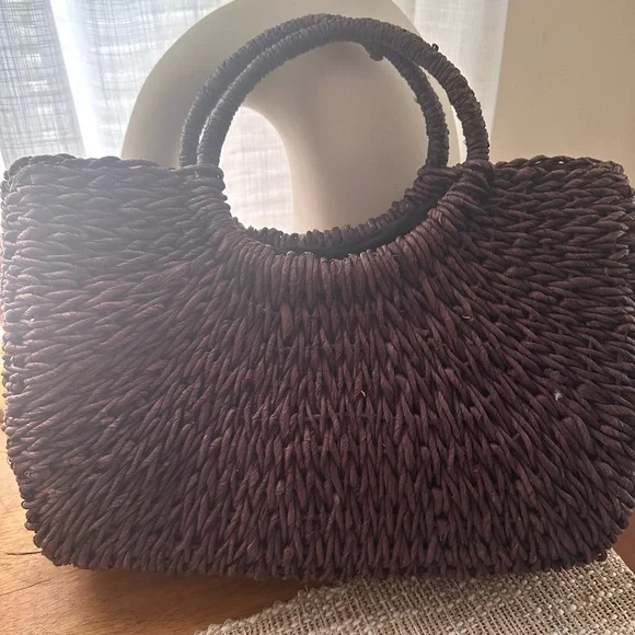 Vintage Dark Brown Wicker Purse - Picture 3 of 5